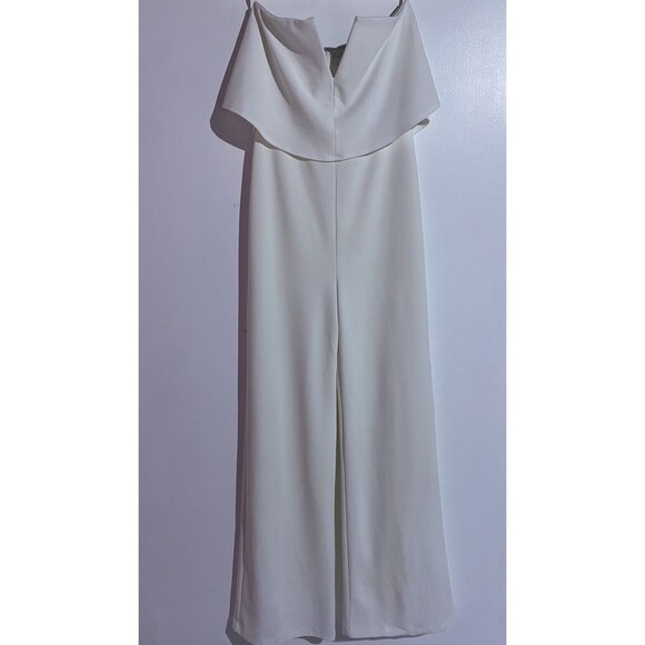Lulus Jumpsuit M White Power of Love Strapless Wide Leg Feminine Night Out - Picture 4 of 11